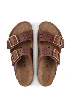 Birkenstock slapi de piele Arizona Bold Gap barbati, culoarea maro, 1022605