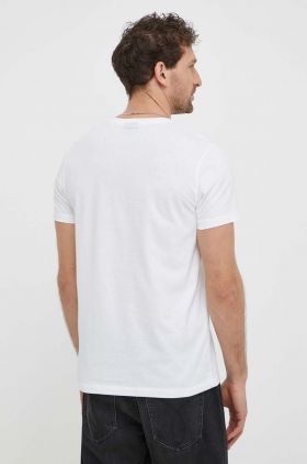 PS Paul Smith tricou din bumbac barbati, culoarea alb, cu imprimeu