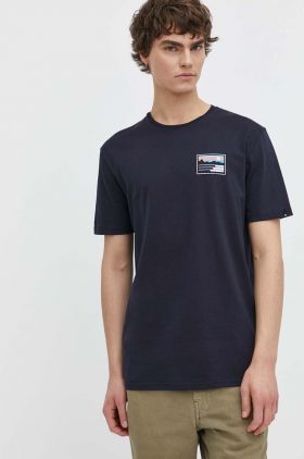 Quiksilver tricou din bumbac barbati, culoarea albastru marin, cu imprimeu