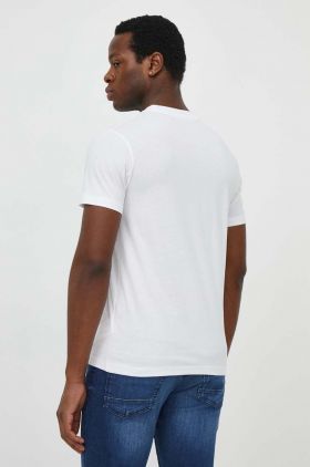 Karl Lagerfeld tricou din bumbac bărbați, culoarea alb, cu imprimeu 542241.755062