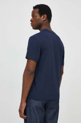 Lacoste tricou din bumbac barbati, culoarea albastru marin, neted