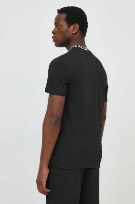 Lacoste tricou barbati, culoarea negru, cu imprimeu