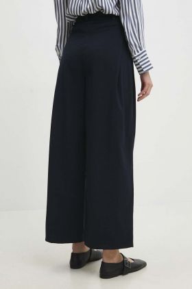 Answear Lab pantaloni femei, culoarea albastru marin, lat, high waist