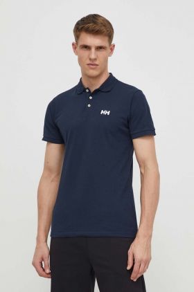 Helly Hansen polo de bumbac culoarea albastru marin, neted