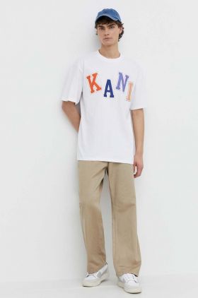 Karl Kani tricou din bumbac barbati, culoarea alb, cu imprimeu