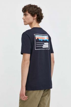 Quiksilver tricou din bumbac barbati, culoarea albastru marin, cu imprimeu