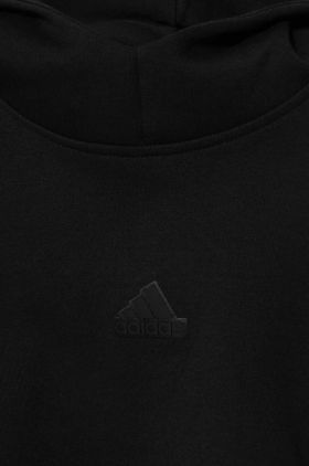 adidas bluza culoarea negru, cu glugă, neted