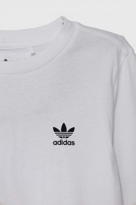 adidas Originals longsleeve din bumbac pentru copii culoarea alb, neted