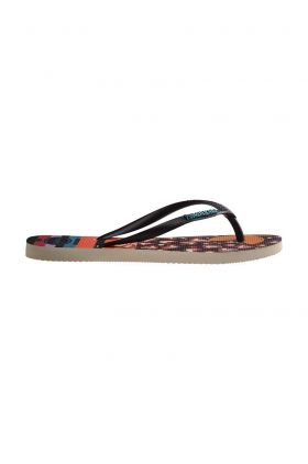 Havaianas slapi SLIM PATCHWORK femei, culoarea negru, cu toc plat, 4148944.9446
