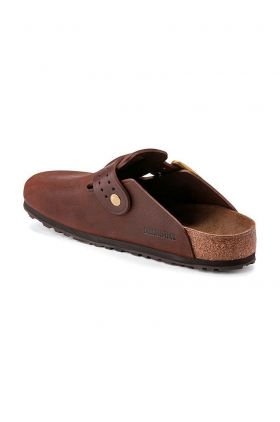 Birkenstock slapi de piele Boston Bold Gap barbati, culoarea maro, 1022589