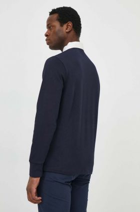 Gant longsleeve din bumbac culoarea albastru marin, cu imprimeu