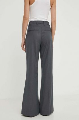 Remain pantaloni din lana culoarea gri, evazati, high waist