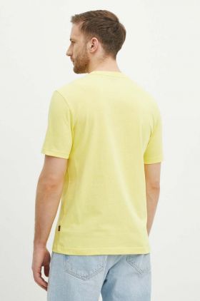 BOSS Orange tricou din bumbac bărbați, culoarea galben, cu imprimeu 50516012