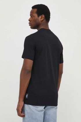 PLEIN SPORT tricou din bumbac barbati, culoarea negru, cu imprimeu