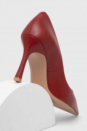 Answear Lab stilettos de piele culoarea rosu