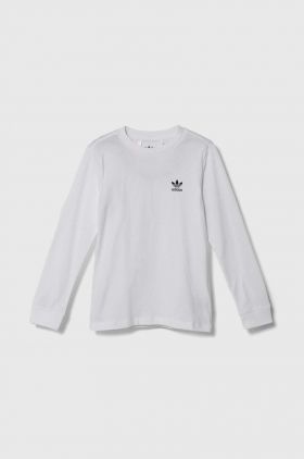 adidas Originals longsleeve din bumbac pentru copii culoarea alb, neted