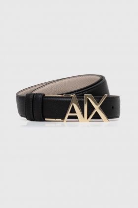 Armani Exchange curea cu doua fete femei, culoarea negru