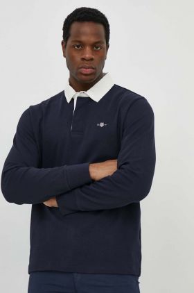 Gant longsleeve din bumbac culoarea albastru marin, cu imprimeu