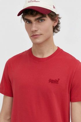 Superdry tricou din bumbac barbati, culoarea rosu, cu imprimeu