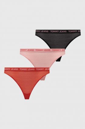 Tommy Jeans tanga 3-pack culoarea negru UW0UW05010