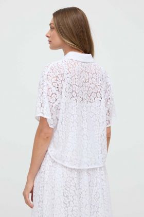 MICHAEL Michael Kors camasa femei, culoarea alb, cu guler clasic, relaxed