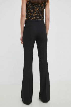 Theory pantaloni de lana culoarea negru, drept, high waist