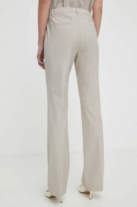 Theory pantaloni de lana culoarea bej, drept, high waist