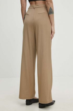 Answear Lab pantaloni femei, culoarea bej, drept, high waist