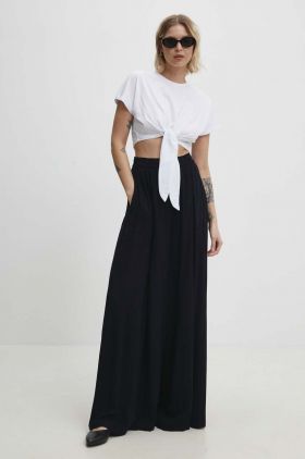 Answear Lab pantaloni femei, culoarea albastru marin, fason culottes, high waist