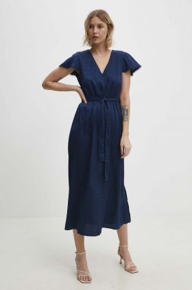 Answear Lab rochie culoarea albastru marin, midi, evazati