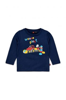 Lego longsleeve din bumbac pentru copii culoarea albastru marin, cu imprimeu