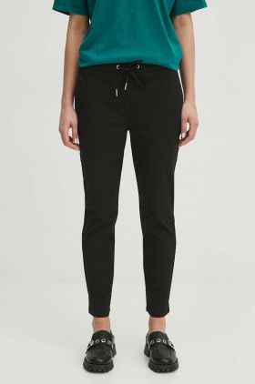 Medicine pantaloni femei, culoarea negru, fason chinos, medium waist