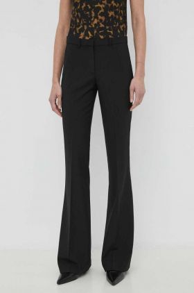 Theory pantaloni de lana culoarea negru, drept, high waist