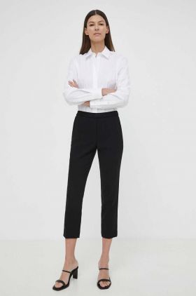 Theory pantaloni femei, culoarea negru, mulata, high waist