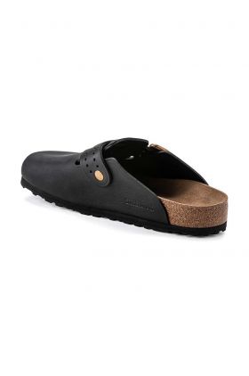 Birkenstock slapi de piele Boston Bold Gap barbati, culoarea negru, 1022577