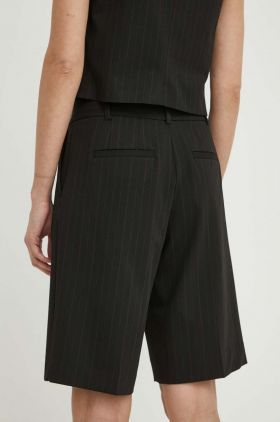 Samsoe Samsoe pantaloni scurti SAHAVENY femei, culoarea negru, modelator, high waist, F24100054