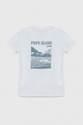 Pepe Jeans tricou de bumbac pentru copii RAITH culoarea alb, cu imprimeu