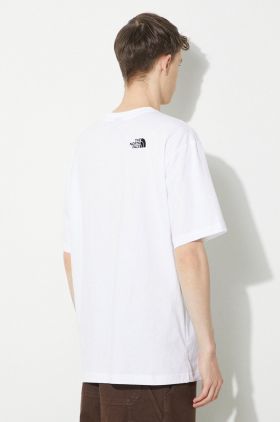 The North Face tricou din bumbac M S/S Essential Oversize Tee barbati, culoarea alb, cu imprimeu, NF0A87NRFN41