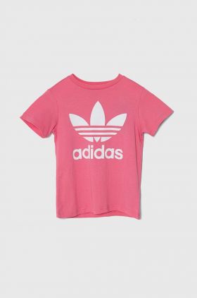 adidas Originals tricou de bumbac pentru copii TREFOIL TEE culoarea roz