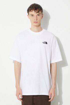 The North Face tricou din bumbac M S/S Essential Oversize Tee barbati, culoarea alb, cu imprimeu, NF0A87NRFN41