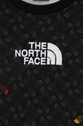 The North Face hanorac de bumbac pentru copii DREW PEAK LIGHT CREW PRINT culoarea negru, modelator
