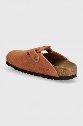Birkenstock papuci din piele Boston femei, culoarea portocaliu, 1027118