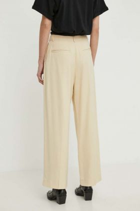 BA&SH pantaloni GONA femei, culoarea bej, drept, high waist, 1E24GONA