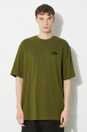 The North Face tricou din bumbac M S/S Essential Oversize Tee barbati, culoarea verde, cu imprimeu, NF0A87NRPIB1