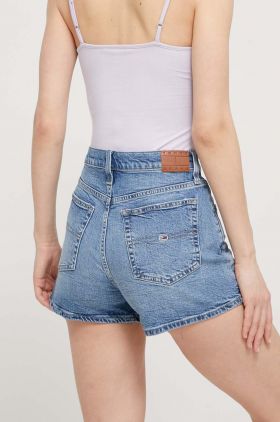 Tommy Jeans pantaloni scurți femei, uni, high waist DW0DW17642