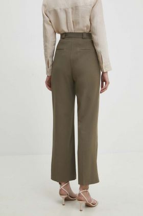 Answear Lab pantaloni femei, culoarea verde, lat, high waist