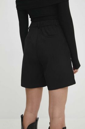 Answear Lab pantaloni scurti femei, culoarea negru, neted, high waist