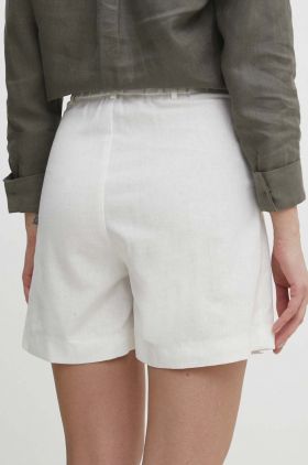 Answear Lab pantaloni scurți cu in culoarea alb, neted, high waist