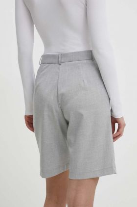 Answear Lab pantaloni scurti femei, culoarea gri, neted, high waist