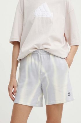 adidas Originals pantaloni scurti din bumbac culoarea gri, modelator, high waist, IU2484